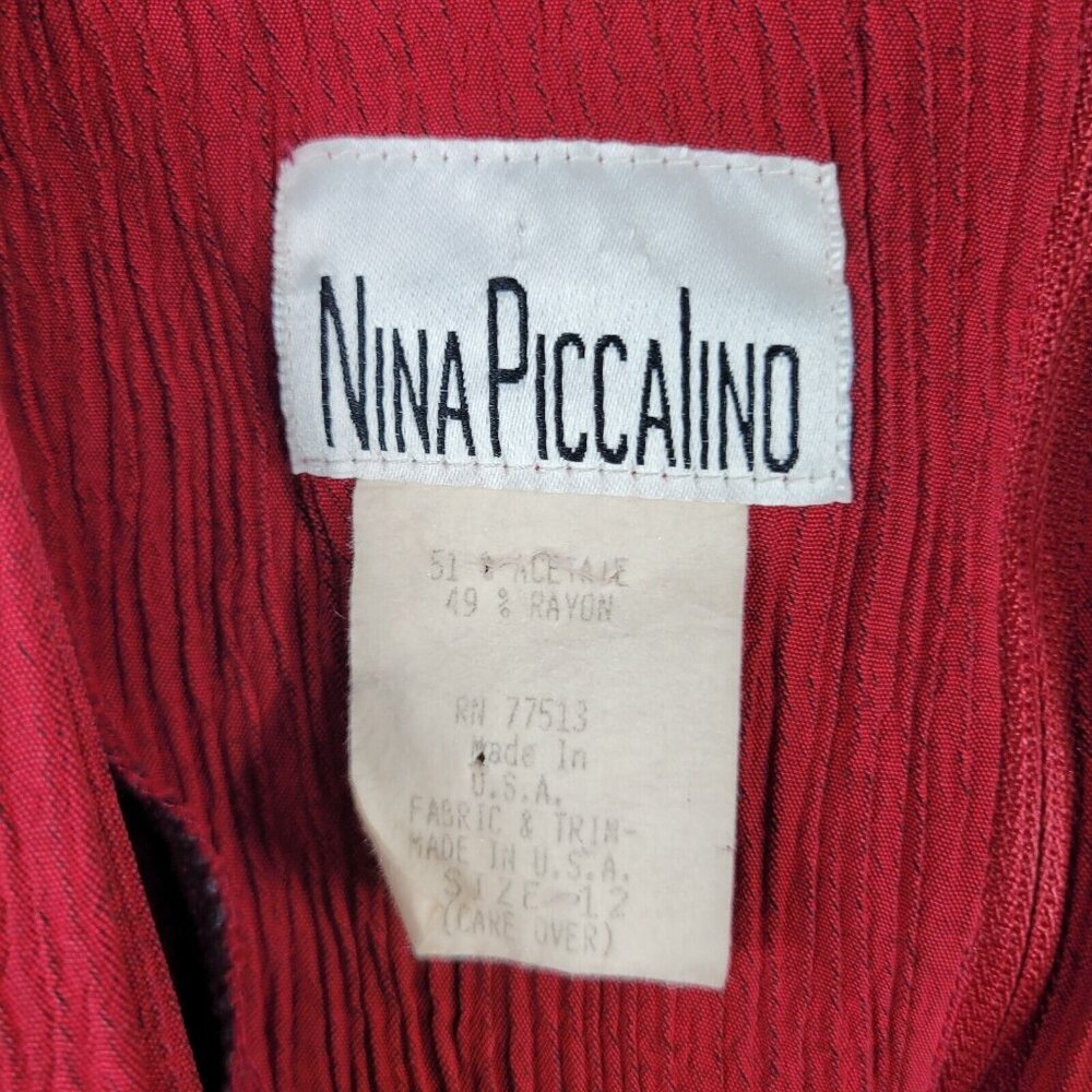 Vintage Wrap Top Dress size 10/12 Medium Grunge Modest Long Crinkle Red Midi - Picture 7 of 7